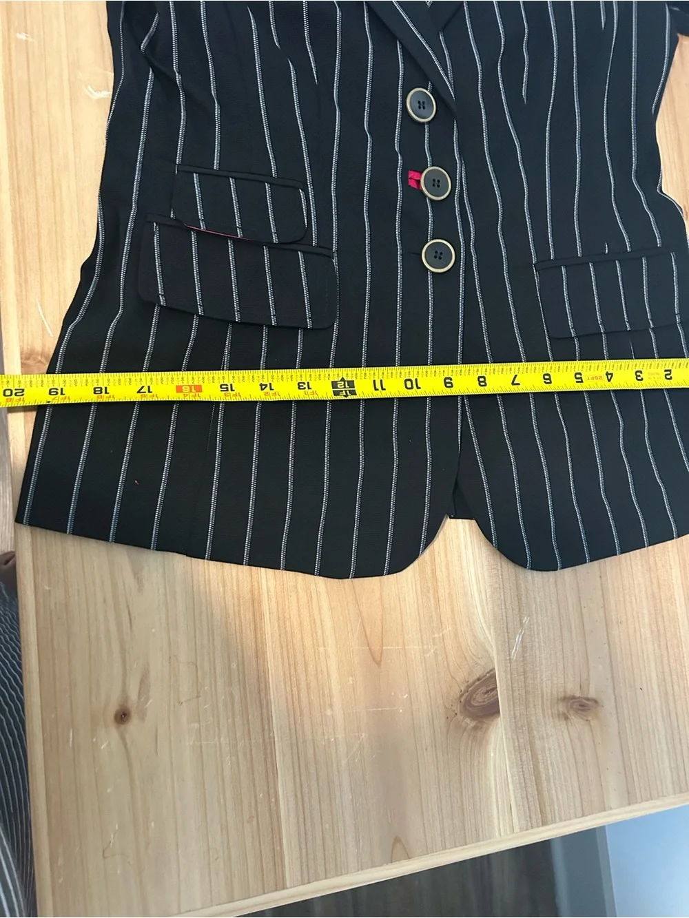 Blue Les Copains Black Tailored Pinstriped Designer Blazer Size IT 44 Italian.